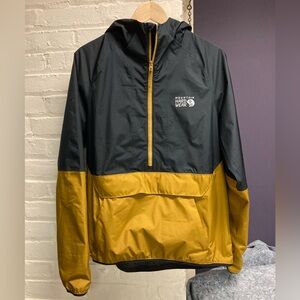 Mountain Hardwear Rainlands Anorak 1/2 Zip Rain Jacket, Mens S Brown/Gold
